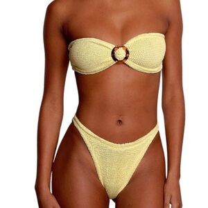 Hunza G Light Yellow Bandeau Bikini